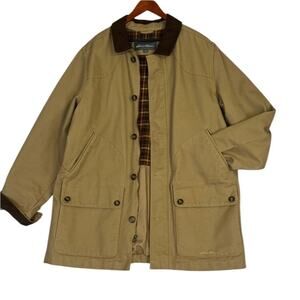Eddie Bauer Canvas Barn Jacket Chore Coat Mens XLT Tan Blanket Lined Classic